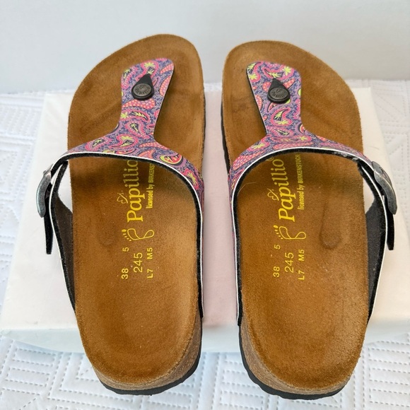Papillio By Birkenstock Gizeh Cork Footbed Thong Paisley Sandal Size 38 - Picture 7 of 10